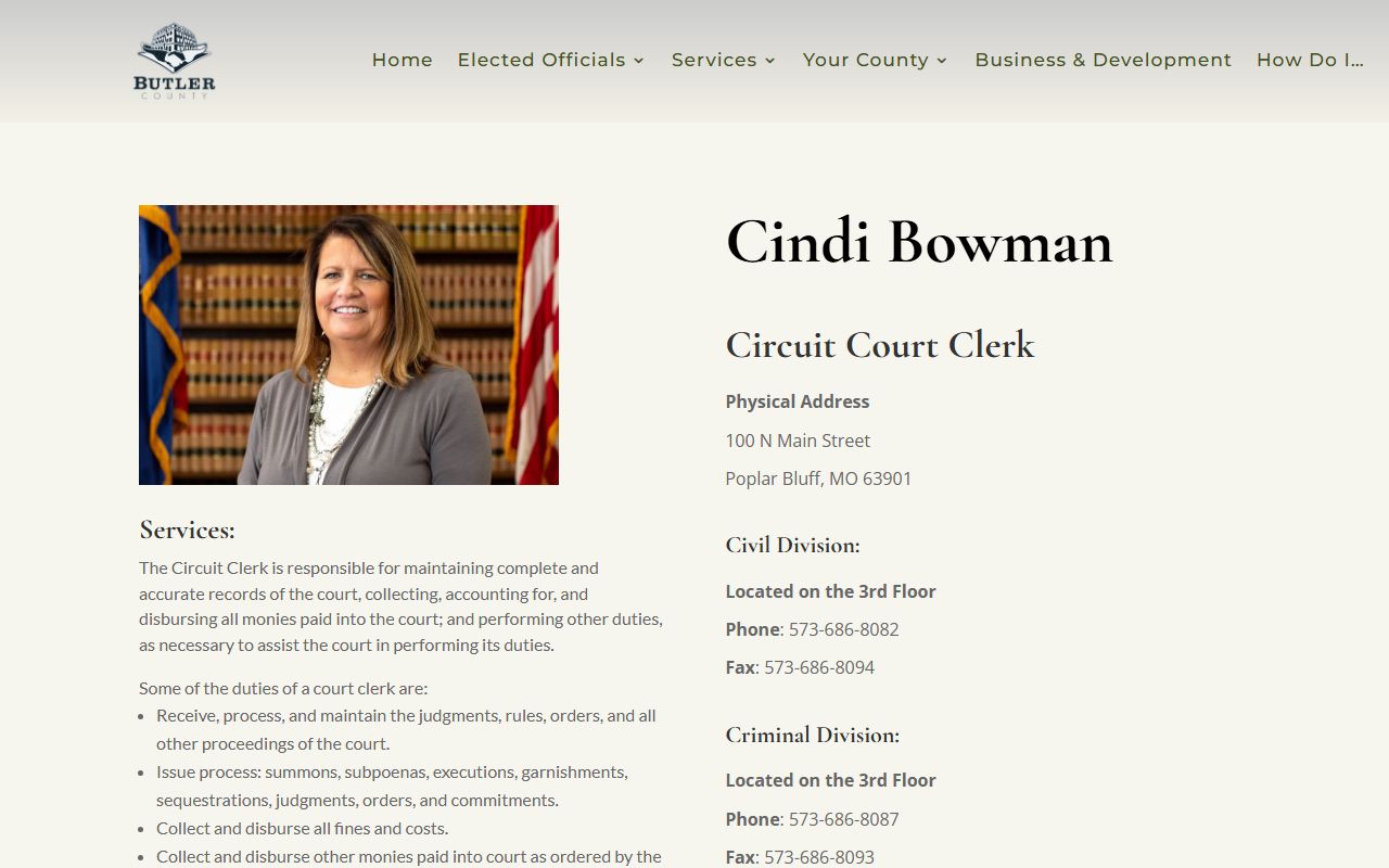 Butler County Missouri divorce decree Circuit Court information
