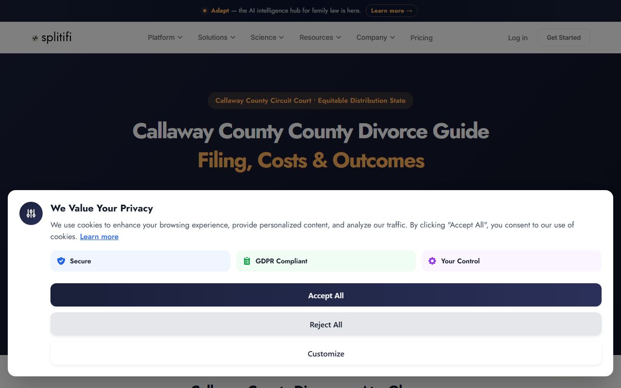 Callaway County Missouri divorce decree filing information