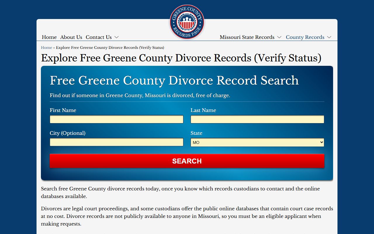 Guide to obtaining Greene County divorce decree and dissolution records