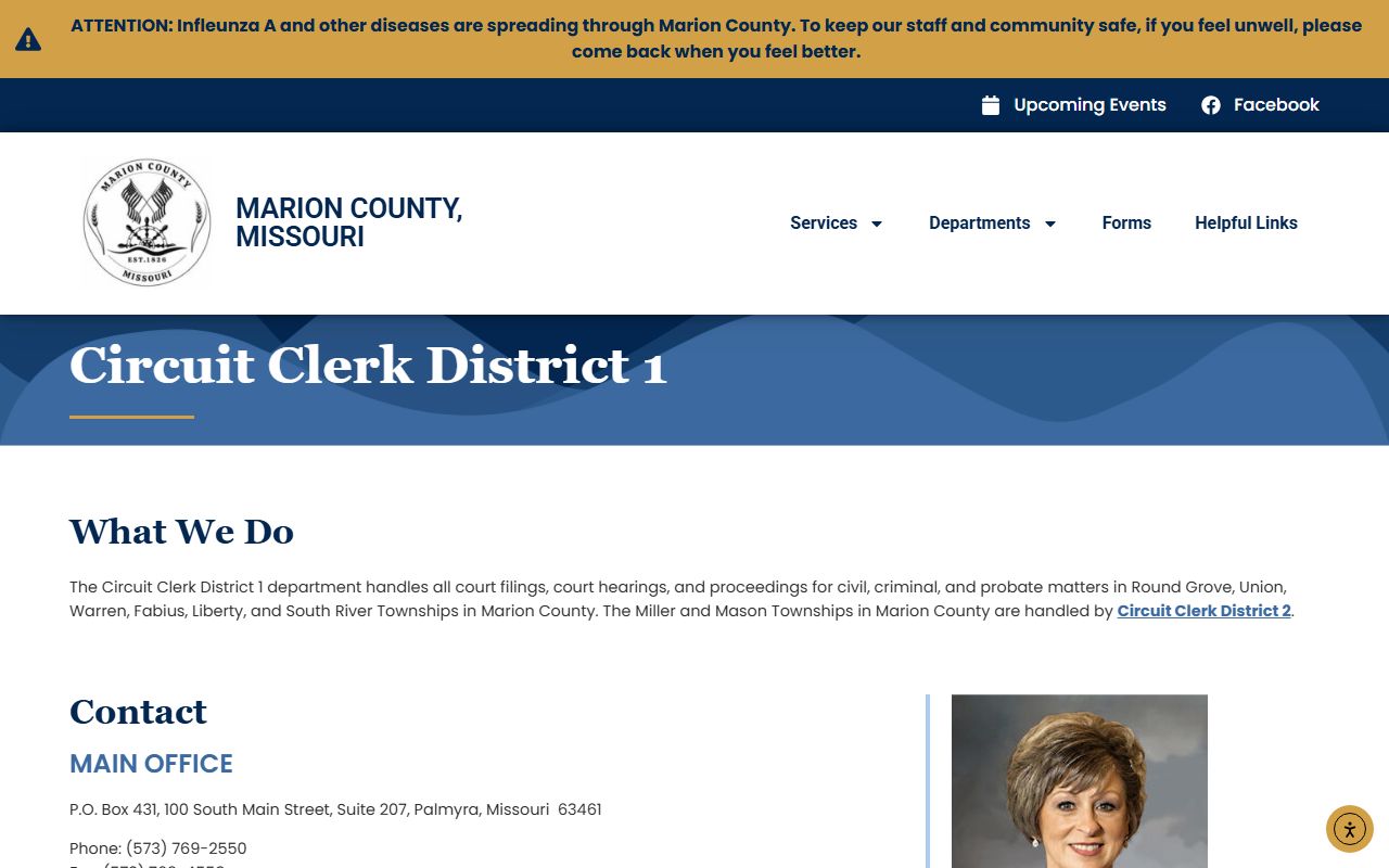 Marion County Circuit Clerk District 1 office for divorce decree records