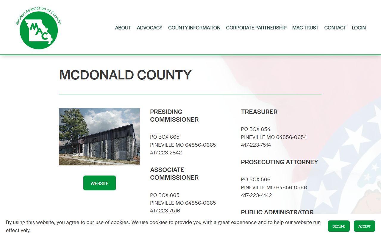 McDonald County Circuit Clerk contact information for divorce decree records