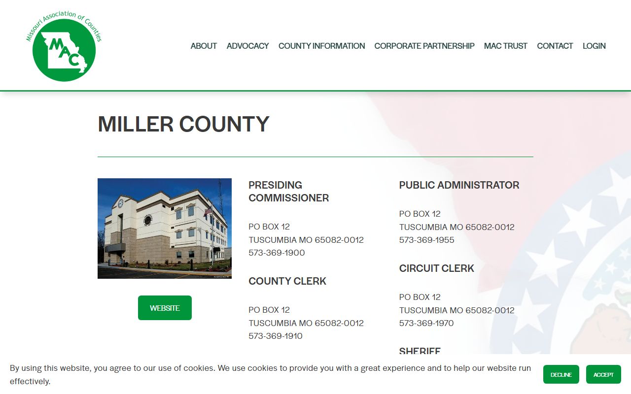 Missouri Association of Counties page for Miller County divorce decree access