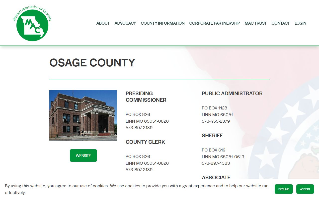 Osage County Missouri Association of Counties divorce decree contact details