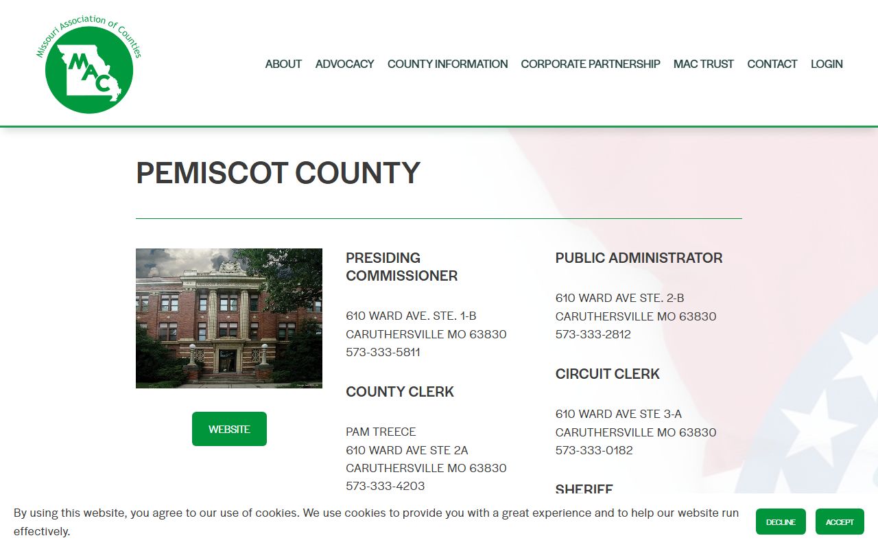 Pemiscot County Missouri Association of Counties divorce decree contact information