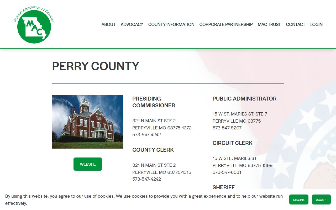 Perry County Missouri Association of Counties divorce decree contact details