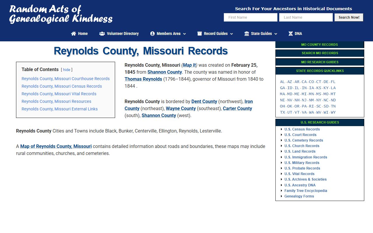 Reynolds County Missouri divorce decree records genealogy guide