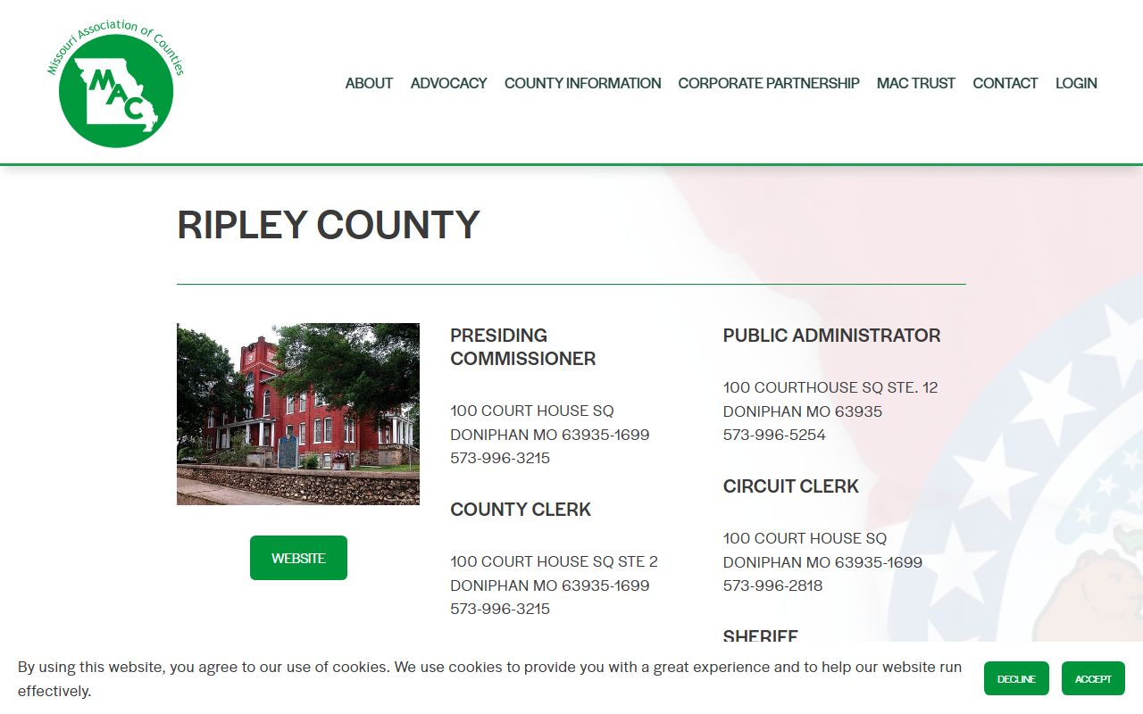 Ripley County Missouri divorce decree county contact details