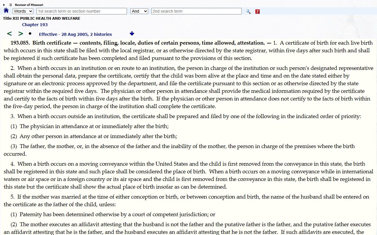 Dunklin County Missouri divorce decree revised statutes